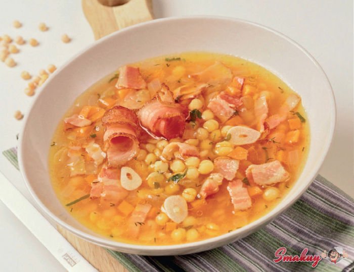 Гороховыи суп с беконом и томатами