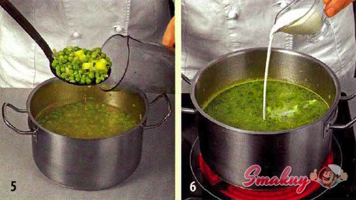 Суп из базилика с зеленым горошком