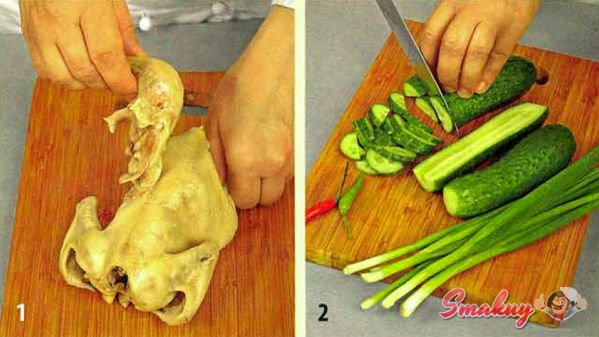 Салат из огурцов с куриным мясом